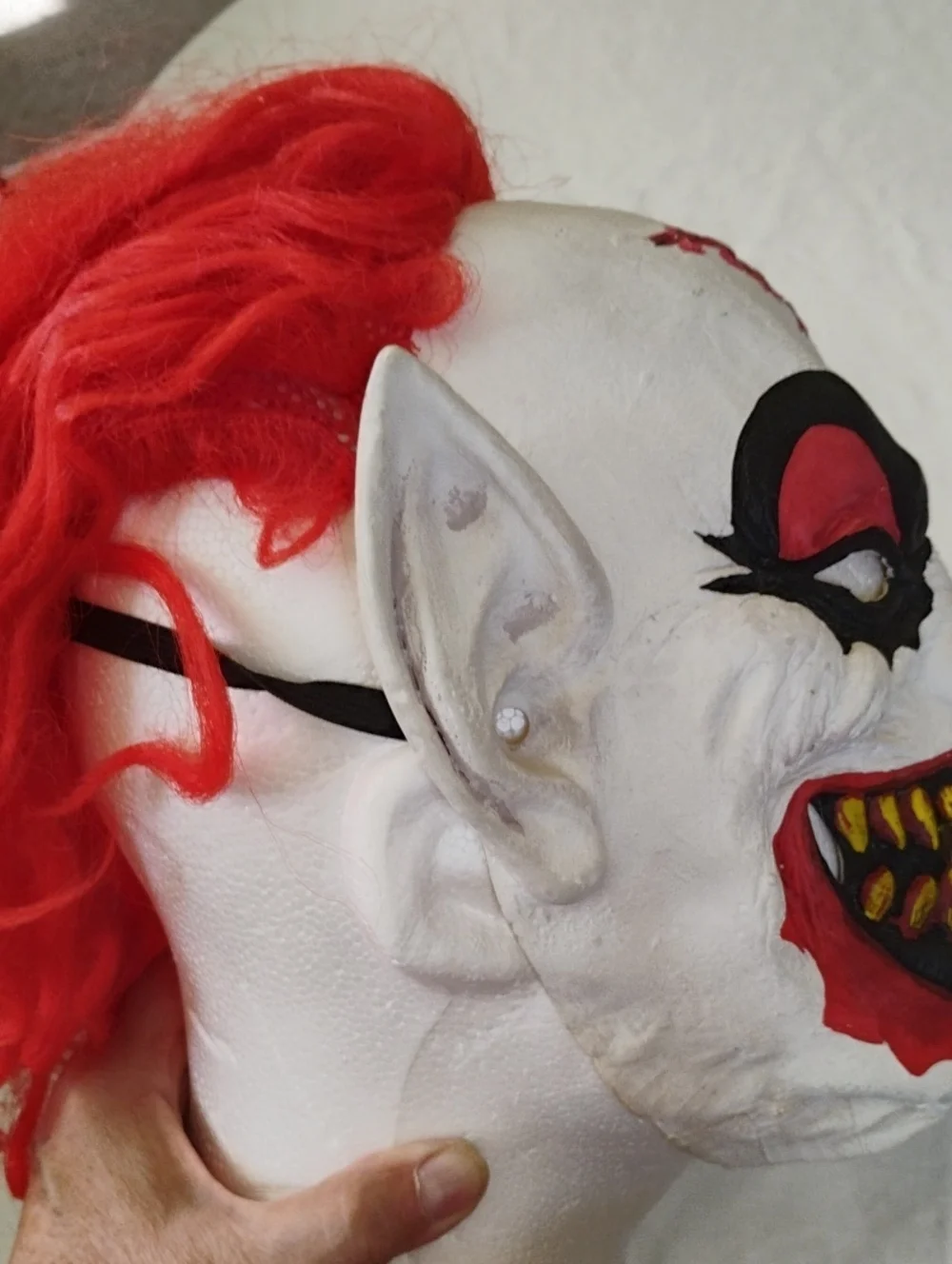 Scary Clown Costume Mask - White & Red Halloween Mask